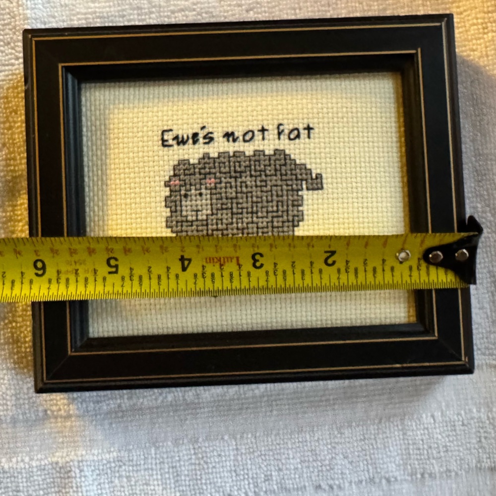 Framed Cross-Stitch Ewes Not Fat You’re Just Fluffy Funny Humor Art Gift - Picture 2 of 6